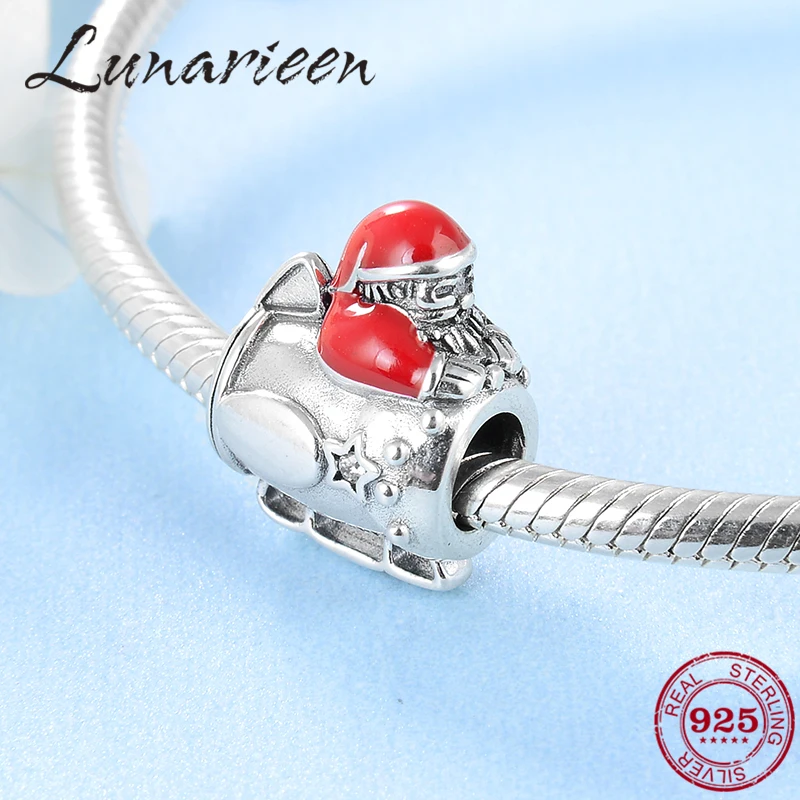 Sterling Silver Enameled Santas Sled Charm
