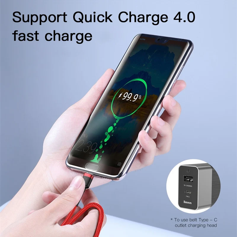 Baseus кабель usb type-C для Redmi K20 Note 7 Pro Quick Charge 4,0 кабель type-C для Samsung S9 USB Wire кабель USB Type C зарядное устройство шнур для зарядки телефона провод для зарядки Type C for Huawei Mate 30 Pro