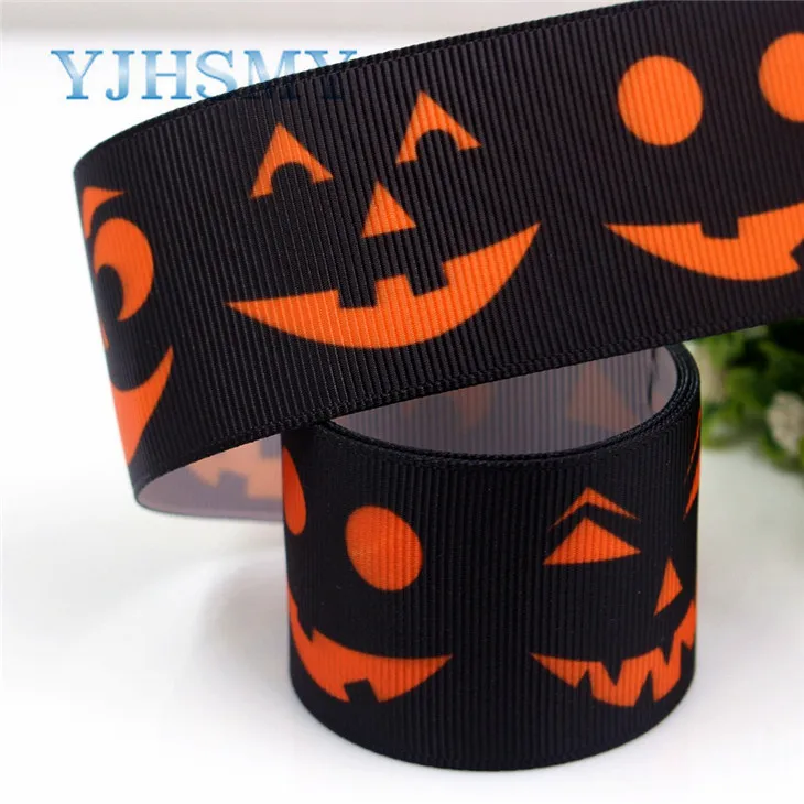 YJHSMY G-18728-694,38 mm 5 Yards Halloween Printed grosgrain ribbons,DIY handmade Hair accessories Material wedding gift wrap - Цвет: G-18728-702