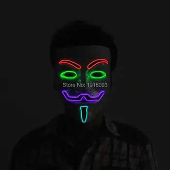 

2019 Hot sales 4 color Glowing Vendetta mask gift Novelty Lighting LED mask EL Wire Mask Flashing Halloween, party decor