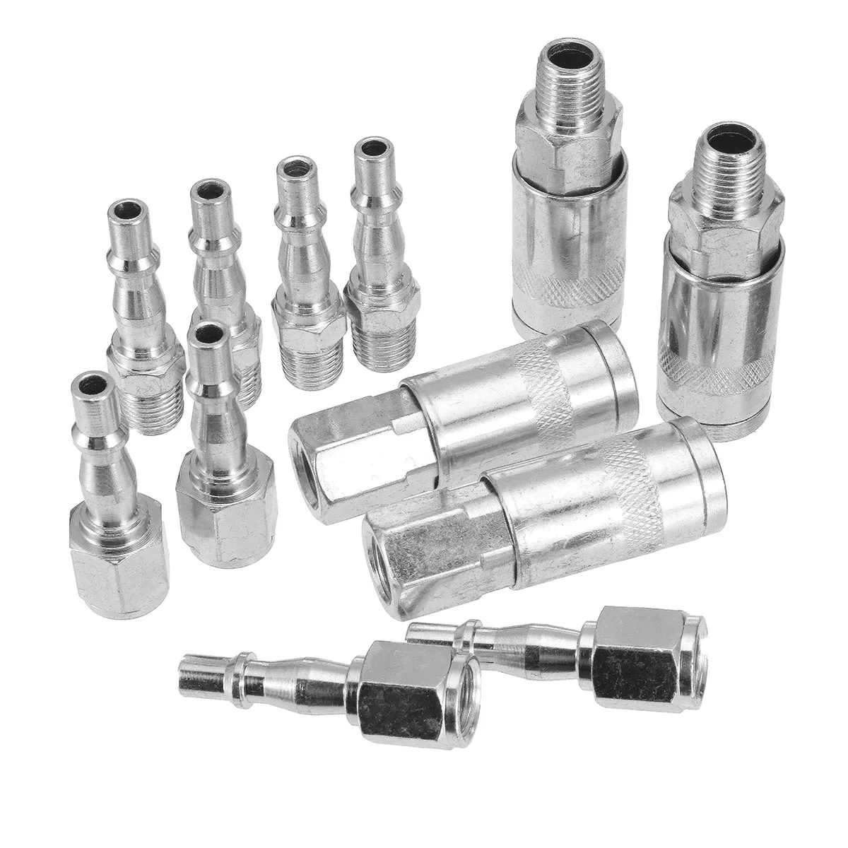 

12Pcs BSP 1/4 Inch Air Line Hose Compressor Fitting Couplings Connector Quick Release Male Female Fittings Connector Set
