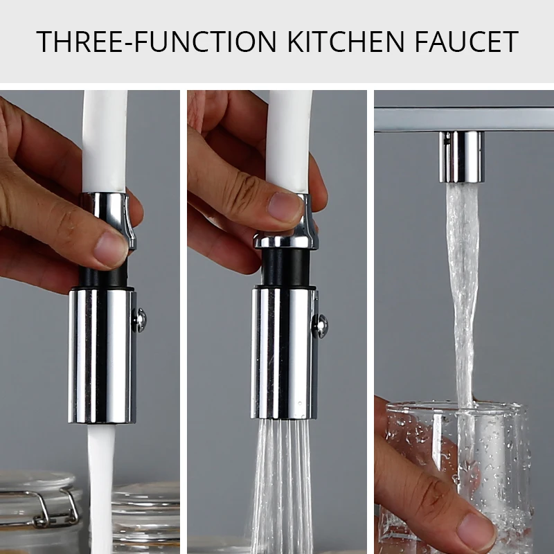  3 Way Clean Water Kitchen Faucet with Sprayer Swivel Osmosis Reverse Tri-flow Pull Down Kitchen Sin - 33023900875