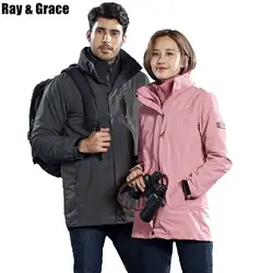 RAY GRACE уличная зимняя для женщин водонепроницаемая куртка для прогулок ветровка утепленная флисовая куртка мужчин Лыжный Спорт Треккинг