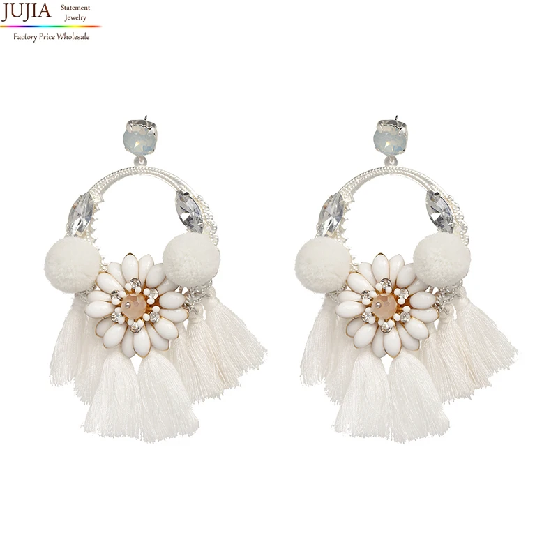 

JUJIA good quality tassel drop earring Jewelry Elegant flower tassal Earrings for Women Fringing fringe earrings for wholesale