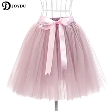 JOYDU сетка плиссированная 7 слоев Тюлевая юбка для танцев юбки-пачки Женская Нижняя юбка с эластичным поясом юбки