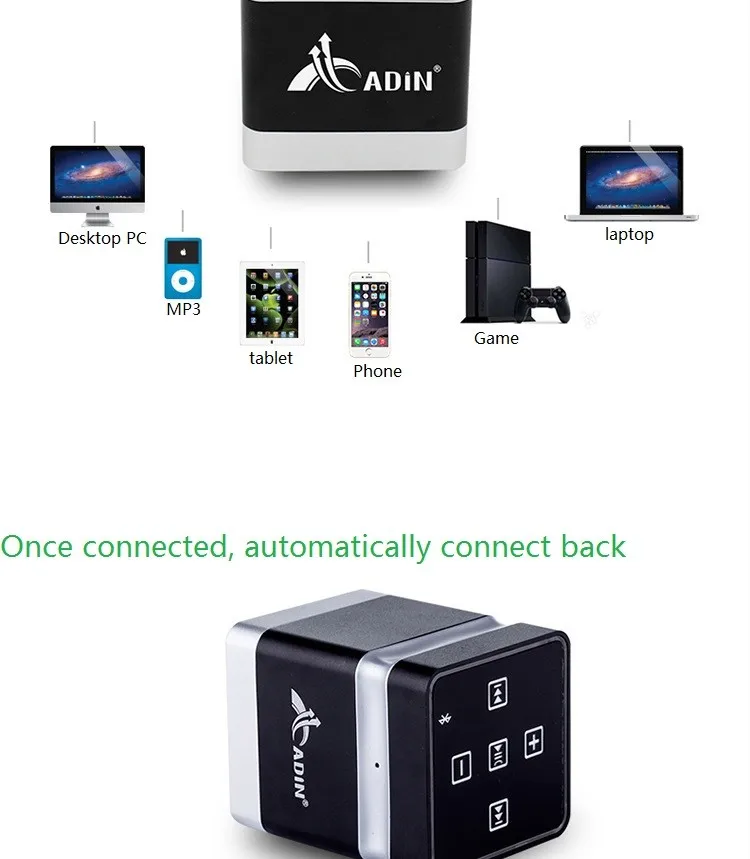 ADIN 26W Wireless Vibration Speakers Metal Bluetooth Handsfree AUX NFC Hifi Speaker For Phones Computers MP3 MP4 Game Console  (12)