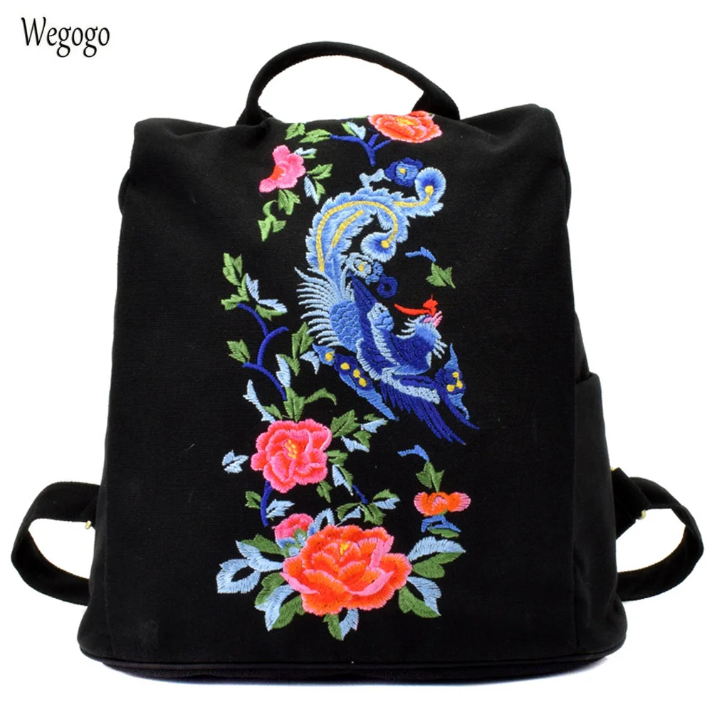 

New High Quality Denim Embroidered Floral Canvas Backpacks for Women Anti theft sac a dos Retro Jeans Travel Shoulder Mochila