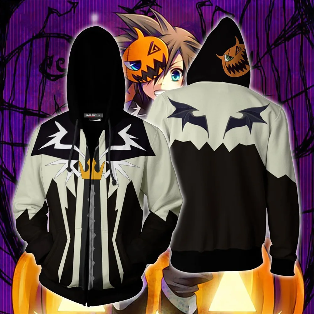 

Anime Game Kingdom Hearts Riku Keyblade Cosplay Printing Jacket With Hat Men And Women Fashion Zipper Hooded Sweatshirt