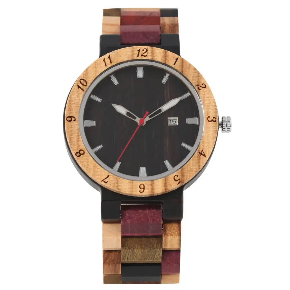 

Fashion Full-colour Wooden Watch Men Natural Ebony Wood Watches Women Natural Casual Quartz Wooden Wristwatch Masculino