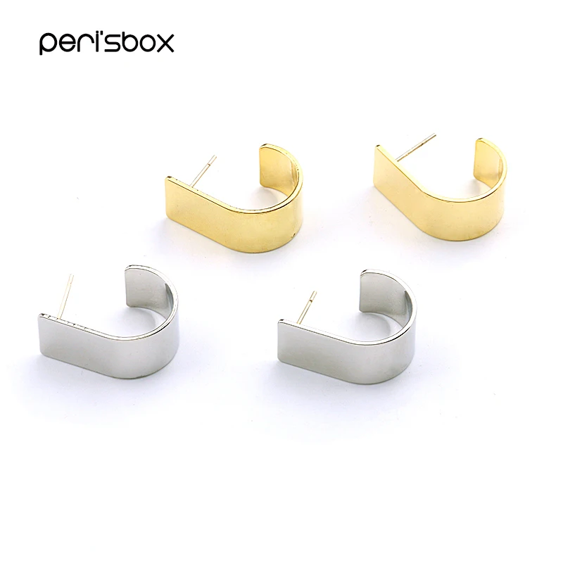 

Peri'sBox Fashion Gold Color Metal Hook Stud Earrings for Women Statement Big Studs Modern Minimalist Earrings Jewelry Wholesale