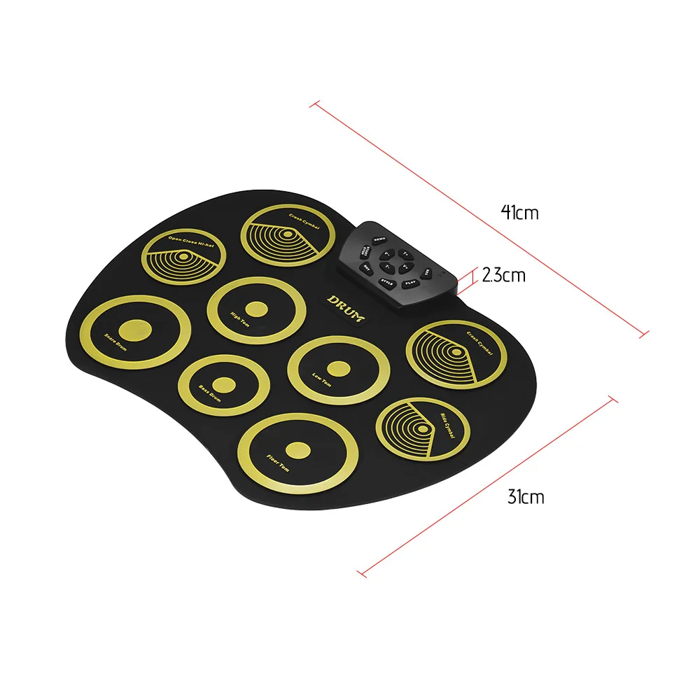 Портативная электронная барабанная установка, барабанный набор, 9 силиконовых подушечек, питание от USB, с педалями, барабанные палочки, usb-кабель, подарок для студентов