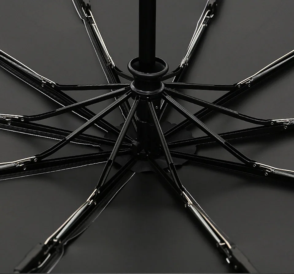 New Automatic Three-Folding Automatic Umbrella Sun Rain Women Male Auto Luxury Windproof Travel Umbrellas For Men Black (9)