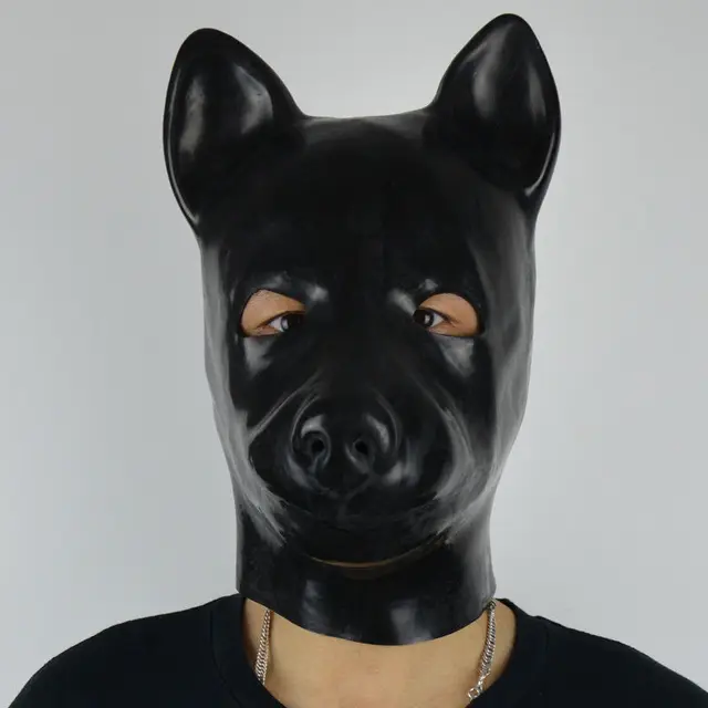 US $45.79  MONNIK latexLatex mask New Unisex Role Play Head Mask Latex Dog Mask With Zipper Closure Eyes Open 