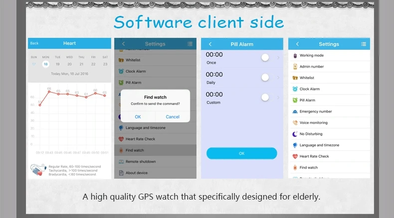 A16 gps часы трекер монитор сердечного ритма Смарт-трекер для старшего/Disbled/пациента здоровой и безопасности с будильником SOS