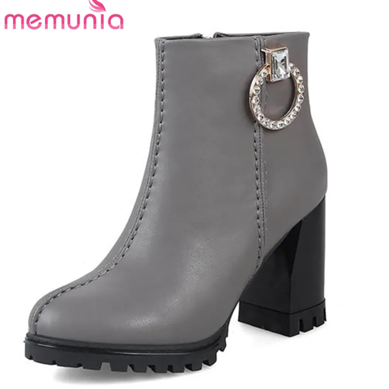 

MEMUNIA 2018 hot sale ankle boots women fashion square high heels shoes woman sexy platform boots autumn winter ladies boots