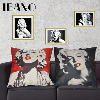 

Linen Cushion Cover Marilyn Monroe Printed 45x45cm Home Decor for Decorative Cushions Decorative Pillow Case 1PCS/Lot