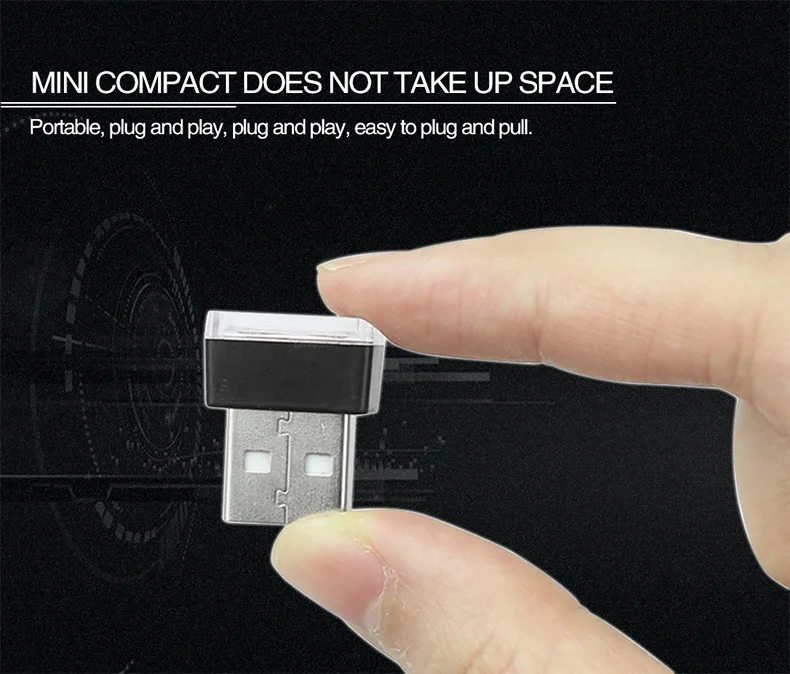 1 шт. автомобильное USB светодиодный атмосфера огни декоративные лампы аварийного освещения Универсальный PC Портативный Plug And Play Зажигалка для сигарет