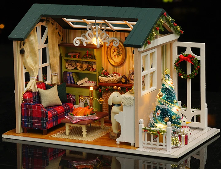 CUTEBEE mucineca для дома miniatura DIY Mujer с muebles de casa de madera de juguetes para los nivienos de vacaciones Z009