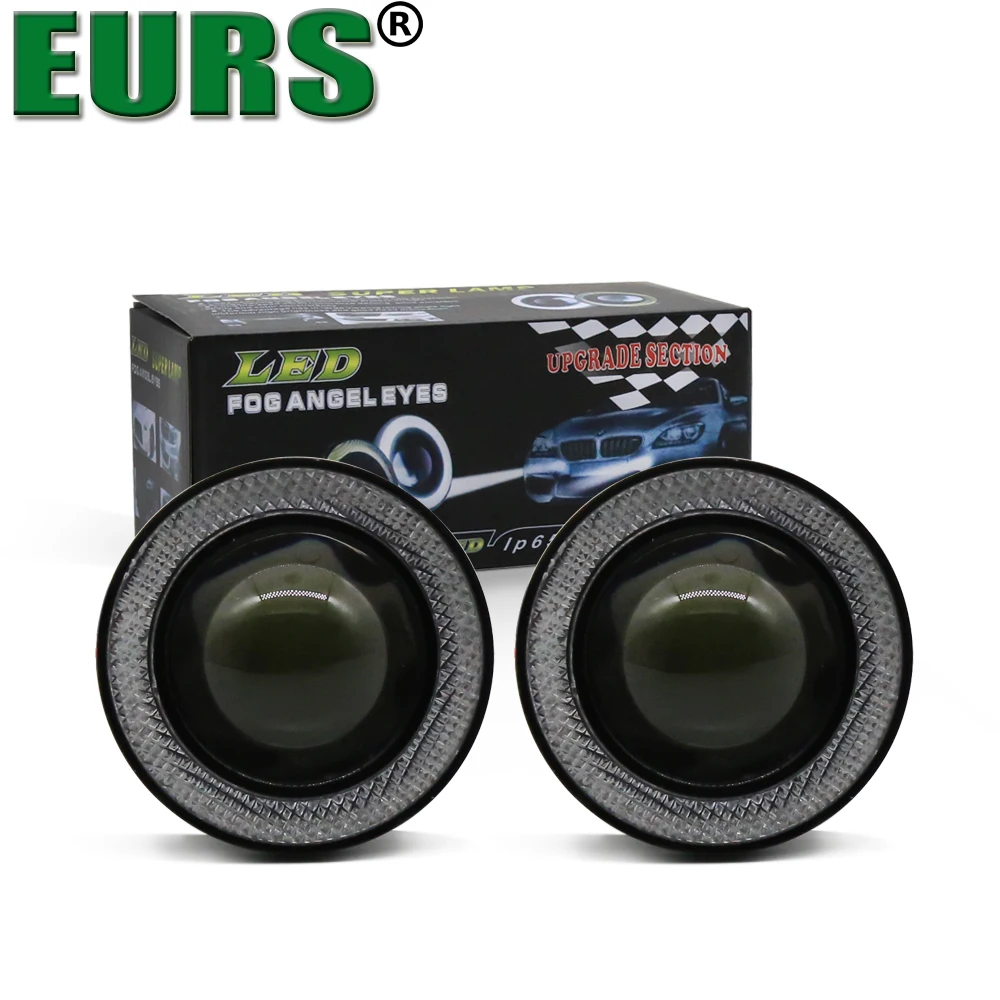

EURS(TM) 2PCS LED 12V Automobile 6000K White blue red green yellow Daytime running lamp 10W 76MM Car Modified angel eyes 3200lm