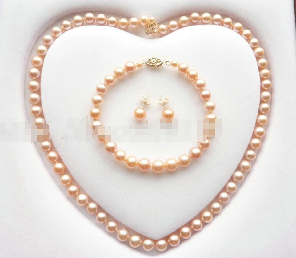 

07847 Grade Akoya Pearl Jewelry Set Necklace Bracelet Earring (A0423)
