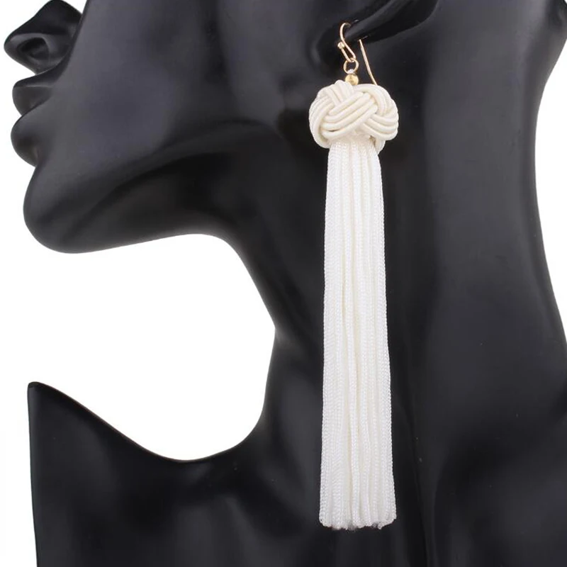 ES826 европейские Новые модные серьги богемные ручной Плетеный шар длинные серьги с кисточками для женщин ювелирные изделия pendientes mujer moda