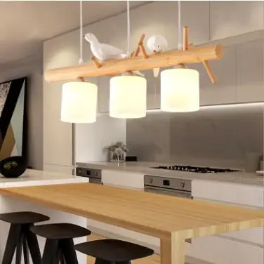 

Free shipping TL006 Modern Brief Loft European style wooden 2 heads 3 heads pendant lights
