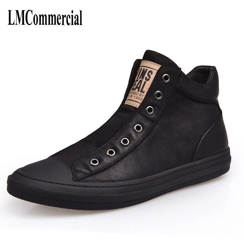 

autumn winter British retro men high shoes casual boots leather with velvet warm winter new Korean breathable men shoes boots