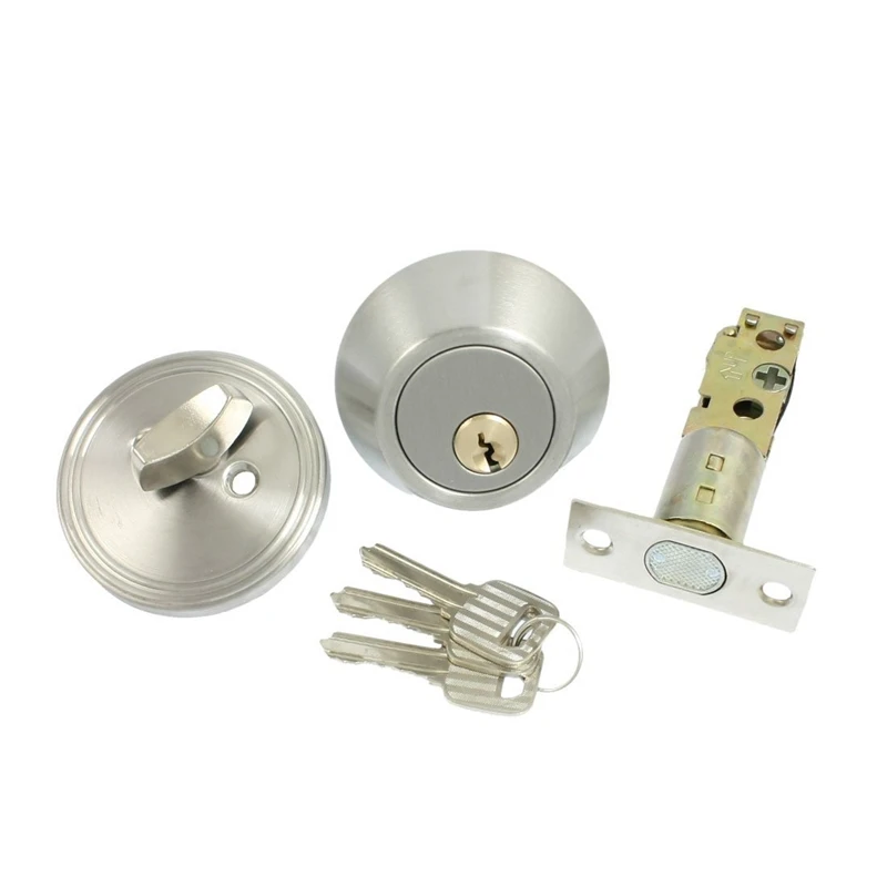 

Home Door Locking Security Single Cylinder Deadbolt Lock Silver Tone