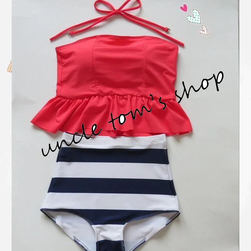 women's HIGH WAIST Swimsuits Vintage bathing suit Peplum Tankini