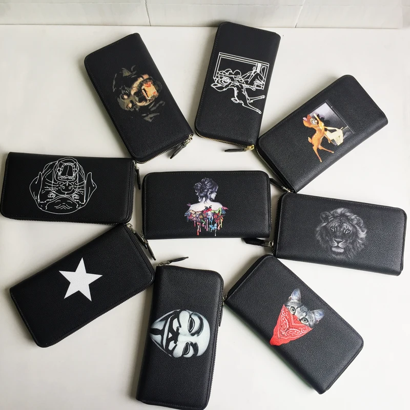 

2018 Polyester Unisex Offer Promotion Chao Men's Personality Handbag Dog Head Long Wallet Male Zipper Multifunctional Youth Bag