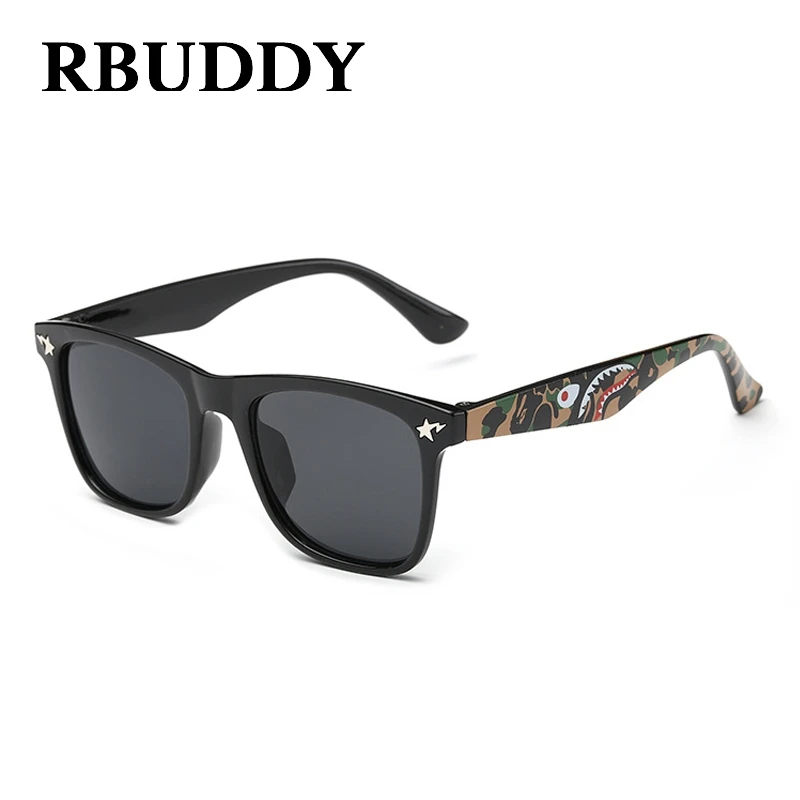 RBUDDY очки детские для мальчиков квадратный черный бренд дизайн Monster детские солнцезащитные очки летние оттенки Oculos De Sol Gafas infantile - Цвет линз: R1