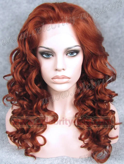 

N4-350#  New style heat resistant fire red synthetic lace front wig in stock with free shipping