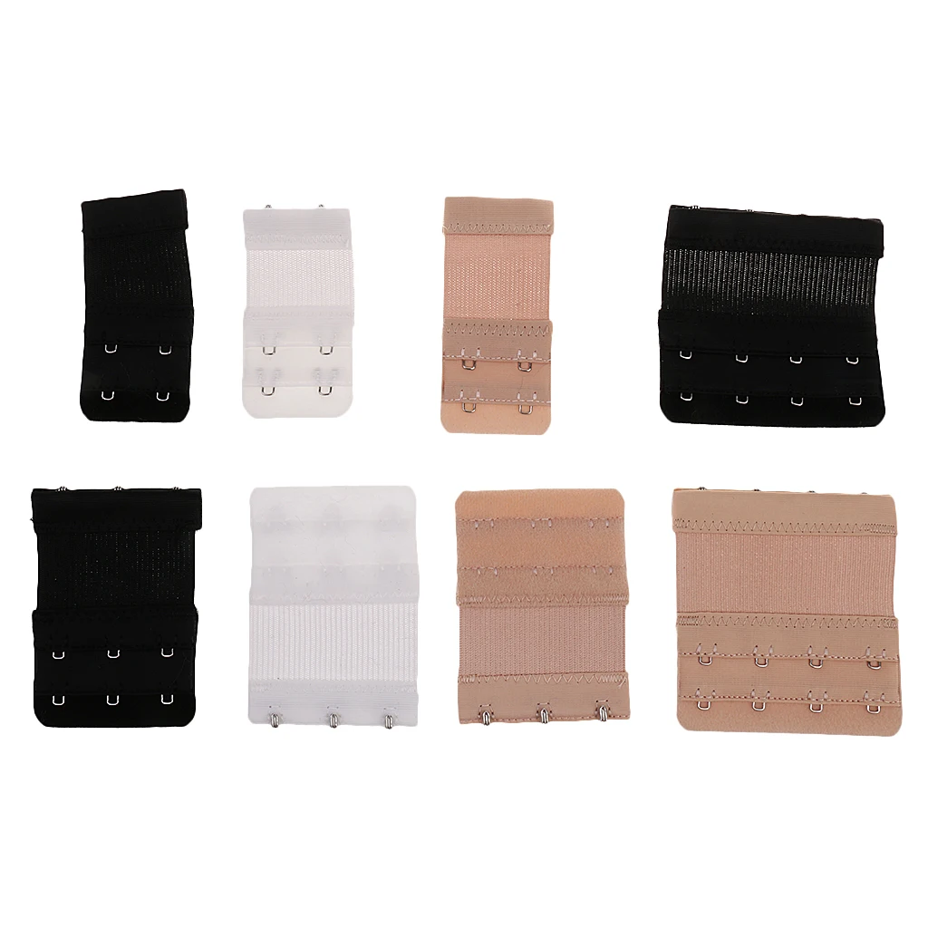 8pcs Elastic Bra Extenders 2/3/4 Hooks 2 Rows Comfort Adjustable Bra Strap Extension for Women Increase the Intimates Size