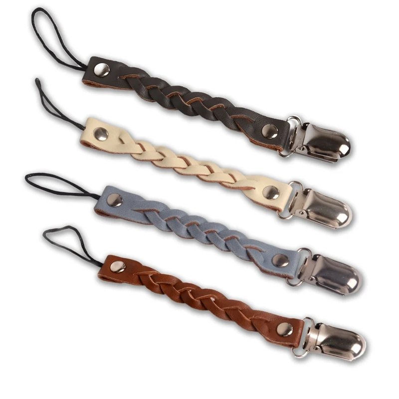 

Leather Baby Pacifier Clip Chain Soother Nipple Holder Short Dummy Clip Feeding For Baby Product Shower Gift Attache Sucette