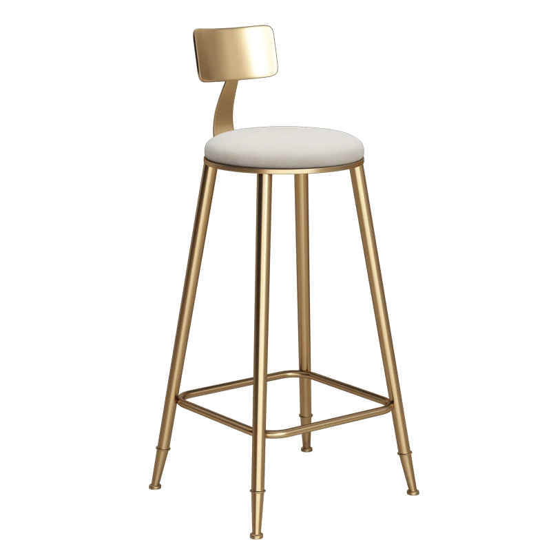 Nordic Style Iron Art Bar Chair Creative Multi-function Commercial High Stool with Backrest and Footrest Safe Coffee Shop Chair