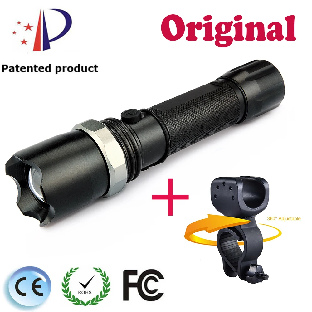 

UniqueFire UF-P2 XML-T6 Police Flashlight Torch Lamp 1200Lumen Super High Light Flashlight+360 degree Bicycle Clip Holder