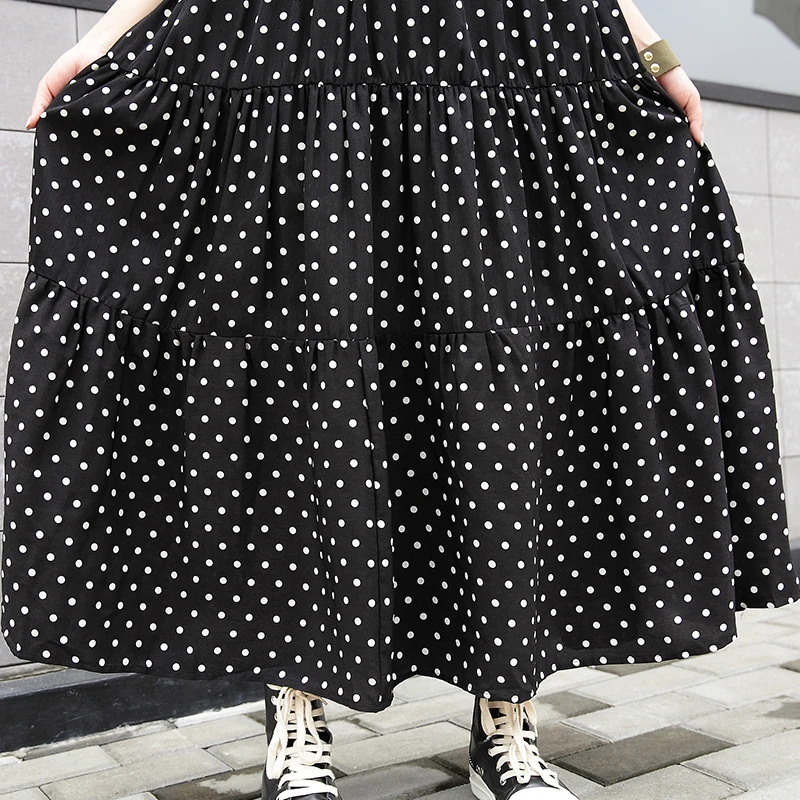 TWOTWINSTYLE Pokla платья в горошек для женщин с коротким рукавом негабаритных по щиколотку платье Женская Повседневная модная одежда лето