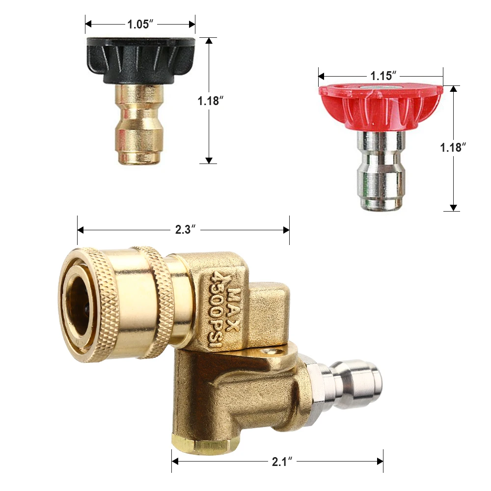 Наконечники распылителя для мойки под давлением, 1/4 дюймовый быстрый соединитель 5 упаковок gpm 4500PSI Поворотная муфта несколько градусов очиститель автомобиля