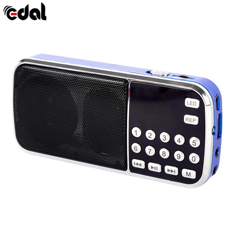 

EDAL Mini Portable Digital Stereo FM Speaker Music Player with TF Card USB AUX Input Sound Box New