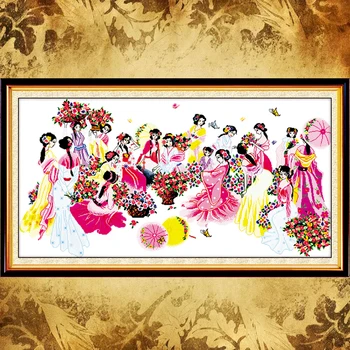 

JoySunday cross stitch needlework kits set All flowers bloom together DMC14CT11CT livingroom bedroom baby room factory wholesale