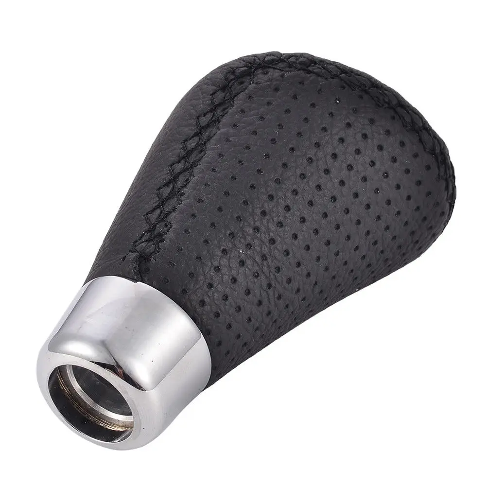 5R Black Leather 5 Speed Car Aluminum Manual Gear Stick Shift Knobs Boots Shifter Shift Knob Fit