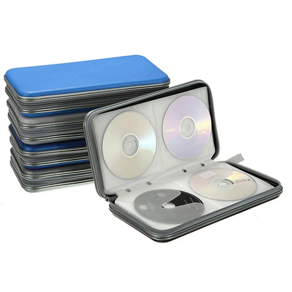 Новый чехол для хранения 80 дисков CD DVD кошелька жесткая коробка DJ синего и