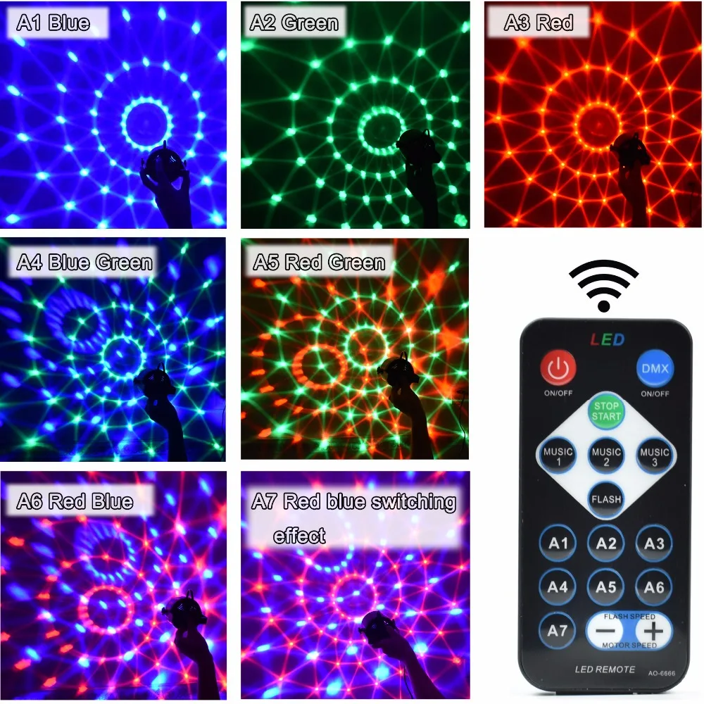 Holiday Lighting 3W Mini RGB Crystal Magic Ball Led Stage Lights DJ KTV Disco Party Lamp IR Remote Control Christmas Projector