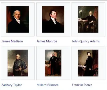 

6P # American President James Madison James Monroe John Quincy Adams Zachary Taylor Millard Fillmore Franklin Pierce Portraits