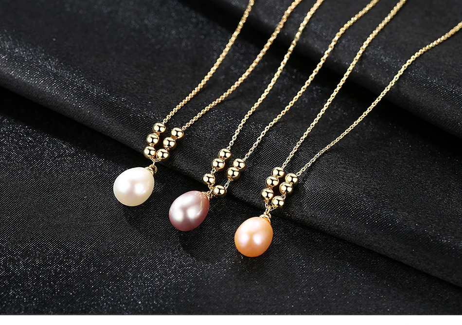 

S925 sterling silver natural freshwater pearl necklace simple and versatile accessories LBM02