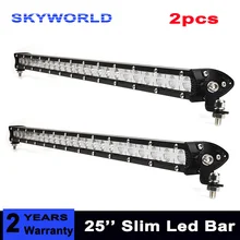 2 pcs 25 polegada 120 w Mini LED Trabalho Barra de Luz Única Linha para Caminhões Offroad 4WD 4X4 fog Driving Lâmpada Spot Inundação Beam 24 12 v v