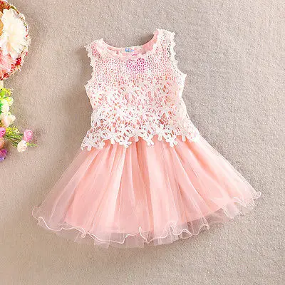 

Hot New Elegant Girls Princess Lace Hook Flower Tulle Gown Formal Party Dress Tutu Fancy