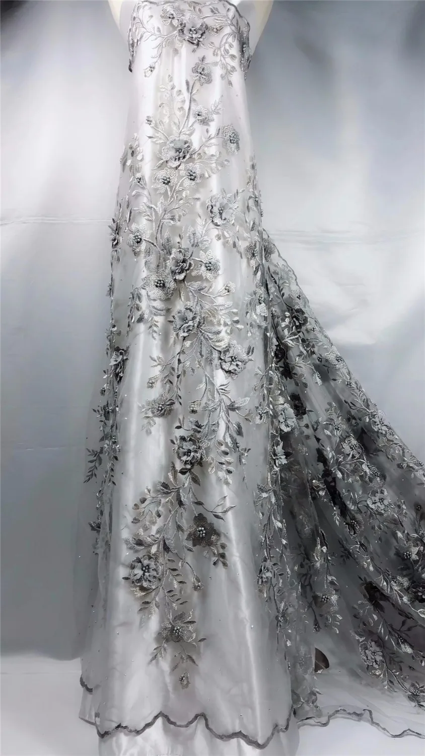 

african lace fabric high quality lace Embroidery Guipure French Lace Fabric With Stones for wedding dress 2018