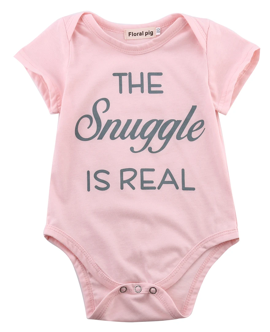 Cute Infant Baby Girl One Piece Letter Rompers Cotton Clothes Outfits