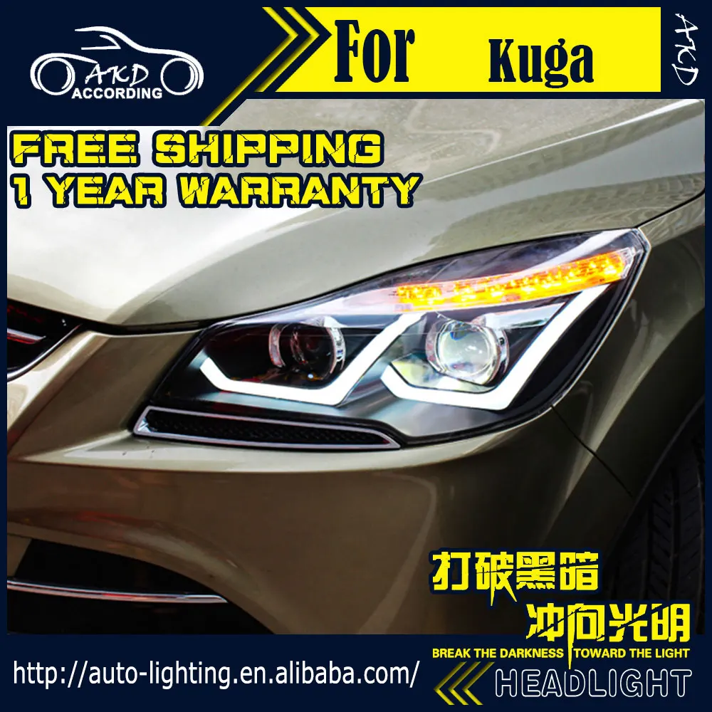 

AKD Car Styling Head Lamp for Ford Kuga Headlights 2014-2016 Escape LED Headlight DRL D2H Hid Angel Eye Signal Bi Xenon Beam